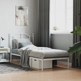 NNEVL Metal Bed Frame with Headboard White 92x187 cm Single