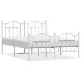 NNEVL Metal Bed Frame with Headboard and Footboard White 137x187 cm Double