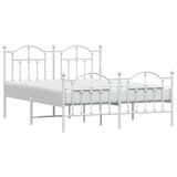 NNEVL Metal Bed Frame with Headboard and Footboard White 137x187 cm Double