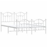 NNEVL Metal Bed Frame with Headboard and Footboard White 137x187 cm Double