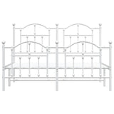 NNEVL Metal Bed Frame with Headboard and Footboard White 137x187 cm Double
