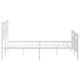 NNEVL Metal Bed Frame with Headboard and Footboard White 137x187 cm Double