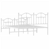 NNEVL Metal Bed Frame with Headboard and Footboard White 137x187 cm Double