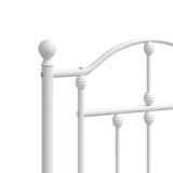 NNEVL Metal Bed Frame with Headboard and Footboard White 137x187 cm Double