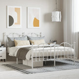 NNEVL Metal Bed Frame with Headboard and Footboard White 137x187 cm Double