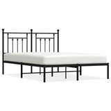 NNEVL Metal Bed Frame with Headboard Black 153x203 cm Queen Size