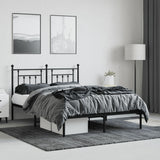 NNEVL Metal Bed Frame with Headboard Black 153x203 cm Queen Size