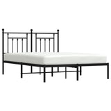 NNEVL Metal Bed Frame with Headboard Black 153x203 cm Queen Size