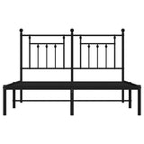 NNEVL Metal Bed Frame with Headboard Black 153x203 cm Queen Size
