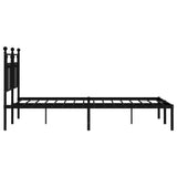 NNEVL Metal Bed Frame with Headboard Black 153x203 cm Queen Size