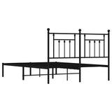 NNEVL Metal Bed Frame with Headboard Black 153x203 cm Queen Size