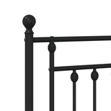 NNEVL Metal Bed Frame with Headboard Black 153x203 cm Queen Size