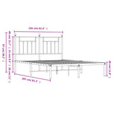 NNEVL Metal Bed Frame with Headboard Black 153x203 cm Queen Size
