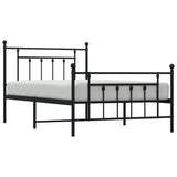NNEVL Metal Bed Frame with Headboard and Footboard Black 107x203 cm King Single Size