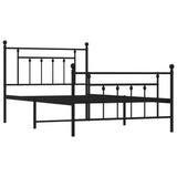 NNEVL Metal Bed Frame with Headboard and Footboard Black 107x203 cm King Single Size