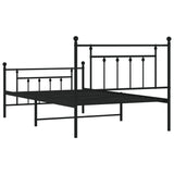 NNEVL Metal Bed Frame with Headboard and Footboard Black 107x203 cm King Single Size