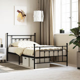 NNEVL Metal Bed Frame with Headboard and Footboard Black 107x203 cm King Single Size