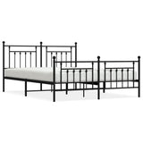 NNEVL Metal Bed Frame with Headboard and Footboard Black 183x203 cm King Size