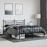 NNEVL Metal Bed Frame with Headboard and Footboard Black 183x203 cm King Size