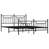 NNEVL Metal Bed Frame with Headboard and Footboard Black 183x203 cm King Size