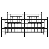 NNEVL Metal Bed Frame with Headboard and Footboard Black 183x203 cm King Size