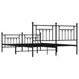 NNEVL Metal Bed Frame with Headboard and Footboard Black 183x203 cm King Size