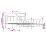 NNEVL Metal Bed Frame with Headboard and Footboard Black 183x203 cm King Size