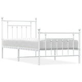 NNEVL Metal Bed Frame with Headboard and Footboard White 92x187 cm Single Size