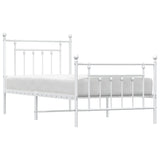 NNEVL Metal Bed Frame with Headboard and Footboard White 92x187 cm Single Size
