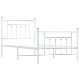 NNEVL Metal Bed Frame with Headboard and Footboard White 92x187 cm Single Size