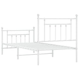 NNEVL Metal Bed Frame with Headboard and Footboard White 92x187 cm Single Size