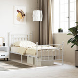 NNEVL Metal Bed Frame with Headboard and Footboard White 92x187 cm Single Size