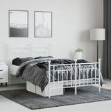 NNEVL Metal Bed Frame with Headboard and Footboard White 137x187 cm Double Size