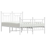 NNEVL Metal Bed Frame with Headboard and Footboard White 137x187 cm Double Size