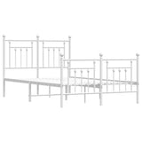 NNEVL Metal Bed Frame with Headboard and Footboard White 137x187 cm Double Size