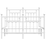 NNEVL Metal Bed Frame with Headboard and Footboard White 137x187 cm Double Size