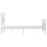 NNEVL Metal Bed Frame with Headboard and Footboard White 137x187 cm Double Size
