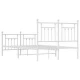 NNEVL Metal Bed Frame with Headboard and Footboard White 137x187 cm Double Size