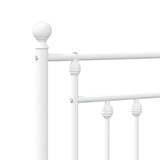 NNEVL Metal Bed Frame with Headboard and Footboard White 137x187 cm Double Size