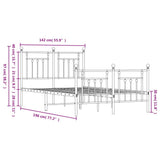 NNEVL Metal Bed Frame with Headboard and Footboard White 137x187 cm Double Size