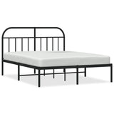 NNEVL Metal Bed Frame with Headboard Black 137x187 cm Double
