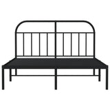 NNEVL Metal Bed Frame with Headboard Black 137x187 cm Double