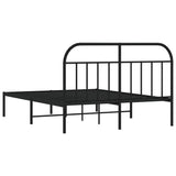 NNEVL Metal Bed Frame with Headboard Black 137x187 cm Double