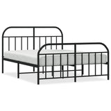 NNEVL Metal Bed Frame with Headboard and Footboard Black 153x203 cm Queen
