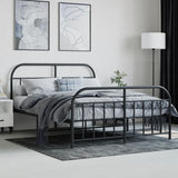NNEVL Metal Bed Frame with Headboard and Footboard Black 153x203 cm Queen