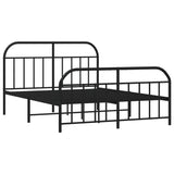 NNEVL Metal Bed Frame with Headboard and Footboard Black 153x203 cm Queen