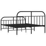 NNEVL Metal Bed Frame with Headboard and Footboard Black 153x203 cm Queen