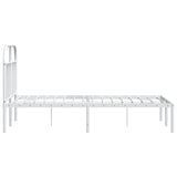 NNEVL Metal Bed Frame with Headboard White 137x187 cm Double