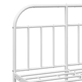 NNEVL Metal Bed Frame with Headboard White 137x187 cm Double