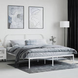 NNEVL Metal Bed Frame with Headboard White 183x203 cm King